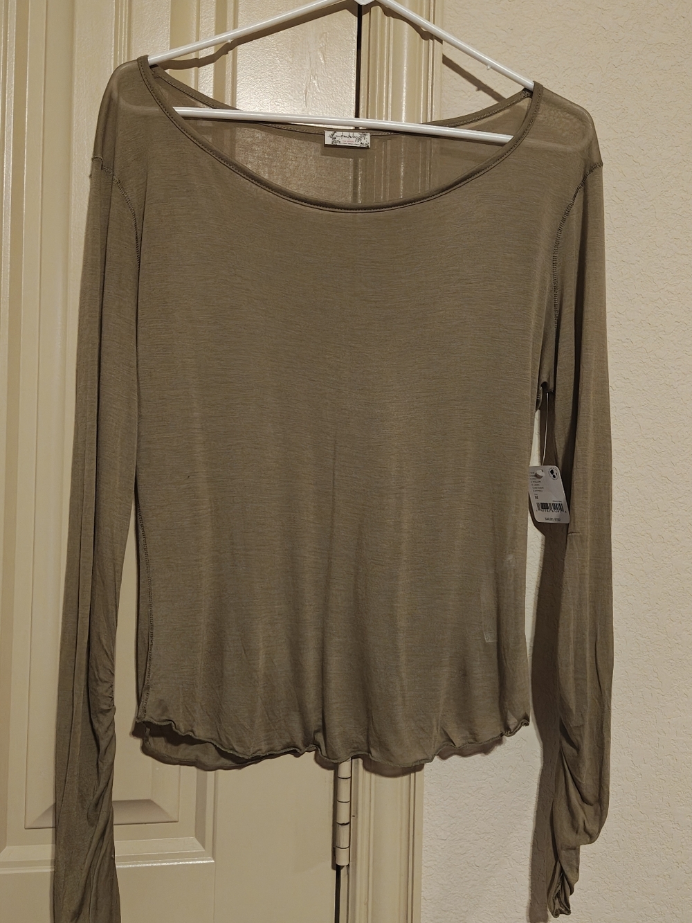 Intimately Free People long sleeve top in army green Sheer Fairycore Sz M